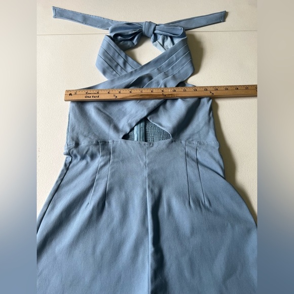 AKIRA blue romper with cutout stomach, crisscross straps, open back, sky blue M - Picture 6 of 7